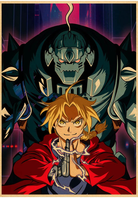 Plakat Fullmetal Alchemist na ścianę w stylu Kawaii - dekoracja w mangowym klimacie - Wianko - 23