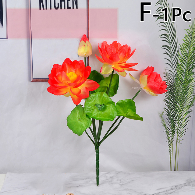 Sztuczne lilie wodne - symulacja małych lotosów, do własnej aranżacji wnętrz i dekoracji stołu - Wianko - 12