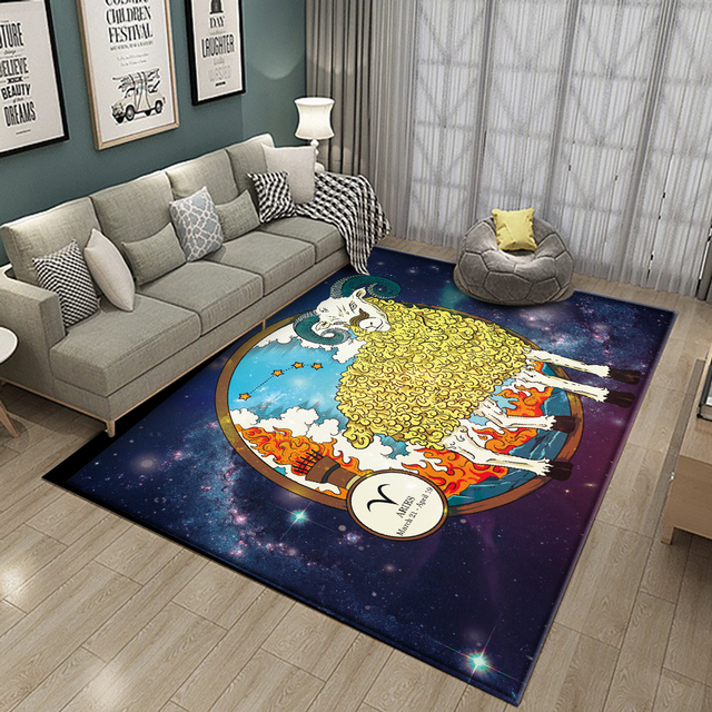 Dywany okrągłe antypoślizgowe Baran 12 konstelacji, wzór abstrakcyjny - dywaniki na podłogę do salonu i sypialni - Wianko - 14