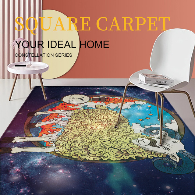 Dywany okrągłe antypoślizgowe Baran 12 konstelacji, wzór abstrakcyjny - dywaniki na podłogę do salonu i sypialni - Wianko - 12