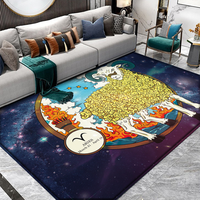 Dywany okrągłe antypoślizgowe Baran 12 konstelacji, wzór abstrakcyjny - dywaniki na podłogę do salonu i sypialni - Wianko - 16