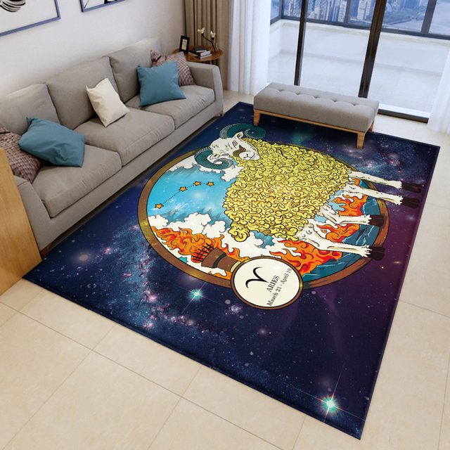 Dywany okrągłe antypoślizgowe Baran 12 konstelacji, wzór abstrakcyjny - dywaniki na podłogę do salonu i sypialni - Wianko - 15