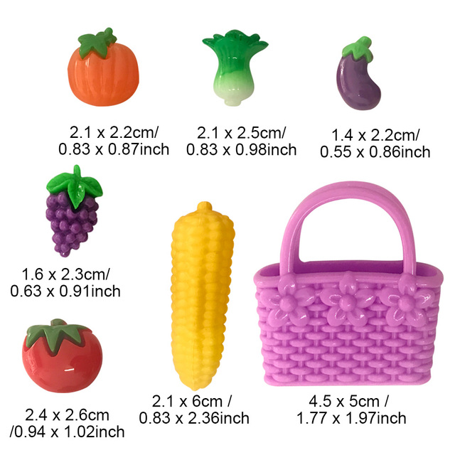 Besegad 13 sztuk Mini lalka owoce warzywa torba na zakupy domek kuchnia akcesoria do gotowania dla lalek Barbie - Wianko - 13