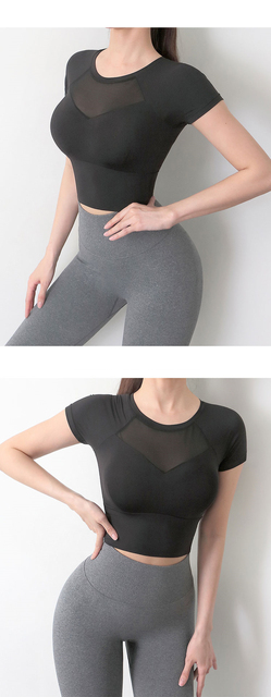 Seksowna krótka bluzka do jogi damskiego sportowego ubrania siłownia - Wianko - 2