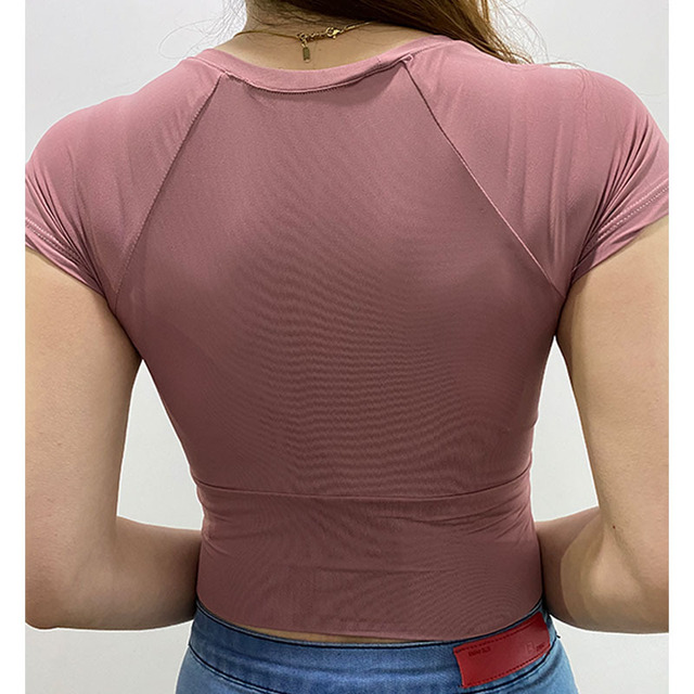 Seksowna krótka bluzka do jogi damskiego sportowego ubrania siłownia - Wianko - 11