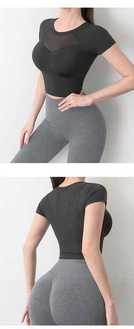 Seksowna krótka bluzka do jogi damskiego sportowego ubrania siłownia - Wianko - 3