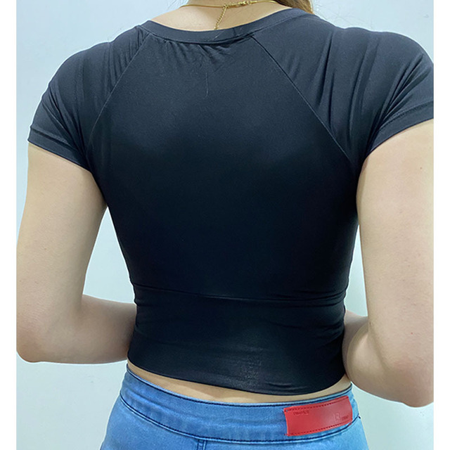Seksowna krótka bluzka do jogi damskiego sportowego ubrania siłownia - Wianko - 13