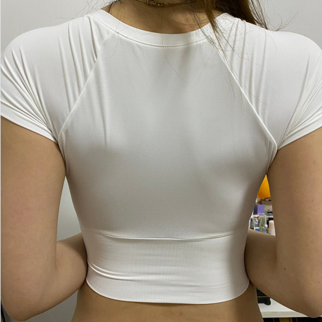 Seksowna krótka bluzka do jogi damskiego sportowego ubrania siłownia - Wianko - 9