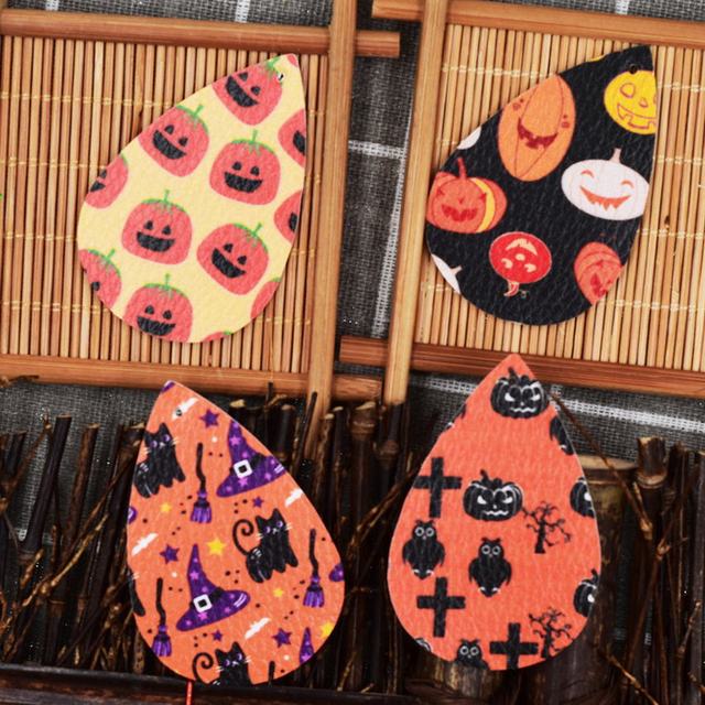 Kolczyki wiszące z tworzywa Teardrop Halloween 2021 - modny wzór dyni w kształcie lampionu i nietoperza - Wianko - 34