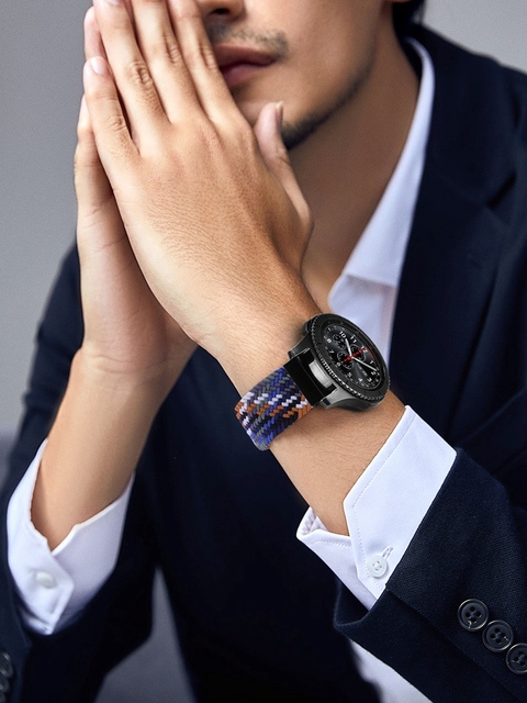 Pasek pętli Solo 22mm kompatybilny z Samsung Galaxy Watch 3 45mm i Huawei GT/2/2E 46mm - mężczyźni, regulowany, elastyczny pleciony - Wianko - 9