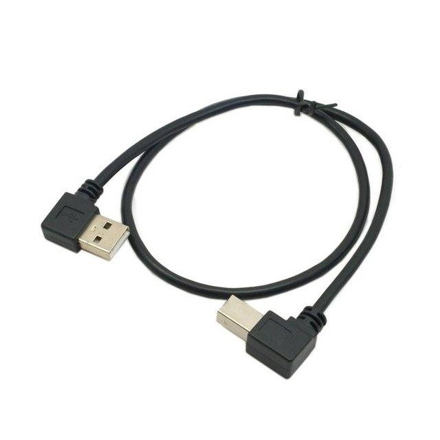 Kabel USB 2.0 A męski na B męski, 50cm, 100cm, 90 stopni, kątowy, czarny - Wianko - 10