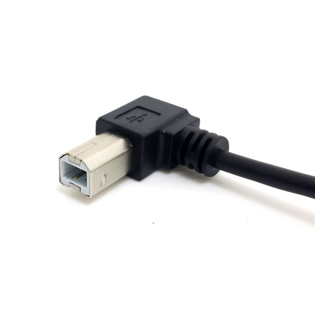 Kabel USB 2.0 A męski na B męski, 50cm, 100cm, 90 stopni, kątowy, czarny - Wianko - 12