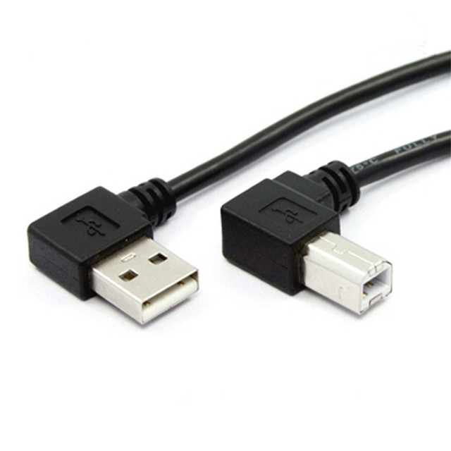 Kabel USB 2.0 A męski na B męski, 50cm, 100cm, 90 stopni, kątowy, czarny - Wianko - 14