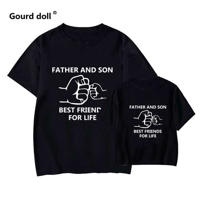 T-shirt Ojciec i syn - najlepsi przyjaciele na całe życie, z nadrukiem, pasujący do rodziny, dla taty i syna, ubranie rodzinne - Wianko - 5