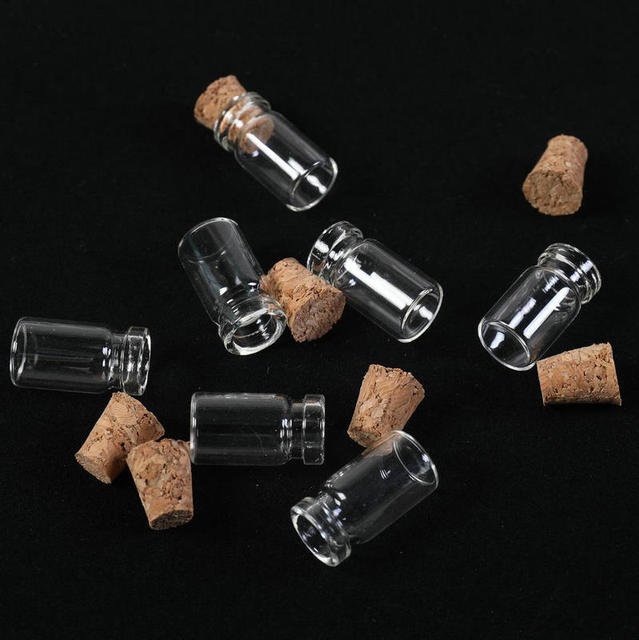 200 sztuk pustych małych słoików z korkową zatyczką 0.5ml 10x18mm szklanych fiolek ozdobnych mini butelek dla majsterkowiczów - Wianko - 4
