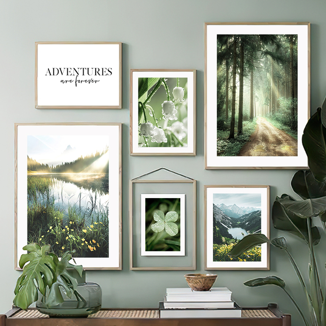 Malarstwo na płótnie - Plakaty i obrazy artystyczne Mountain Lake Forest z motywem słonia, szopki, jelenia i nordyckiego stylu dla dzieci - Dekoracje ścienne do pokoju - Wianko - 5