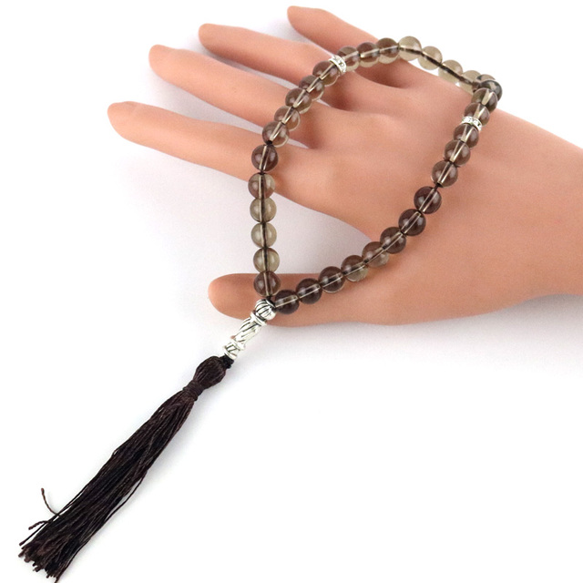 Islamska muzułmańska bransoletka tasbih 33 koraliki 8mm szary różaniec - Wianko - 6