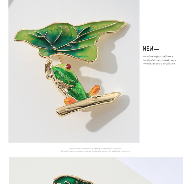 Zielone broszki z żabami i liśćmi lotosu - piękne akcesoria dla kobiet i plecaków - Wianko - 6