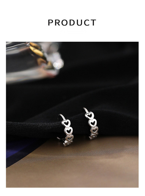 Kolczyki w kształcie serca z wytłoczeniami, wykonane z 925 srebra - trendy i stylowe dla kobiet - Wianko - 15