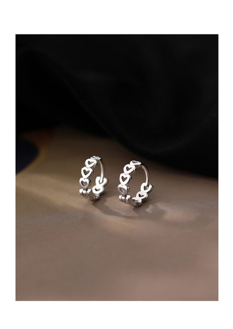 Kolczyki w kształcie serca z wytłoczeniami, wykonane z 925 srebra - trendy i stylowe dla kobiet - Wianko - 16