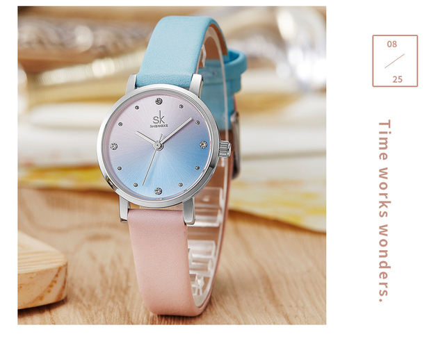 Kwarcowy zegarek damski Shengke SK Montre Femme, kolorowa skóra, 2021 #K8029 - Wianko - 18