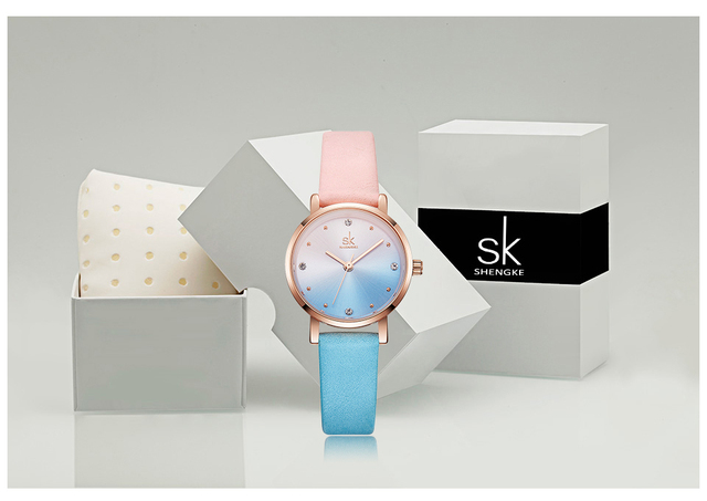 Kwarcowy zegarek damski Shengke SK Montre Femme, kolorowa skóra, 2021 #K8029 - Wianko - 22