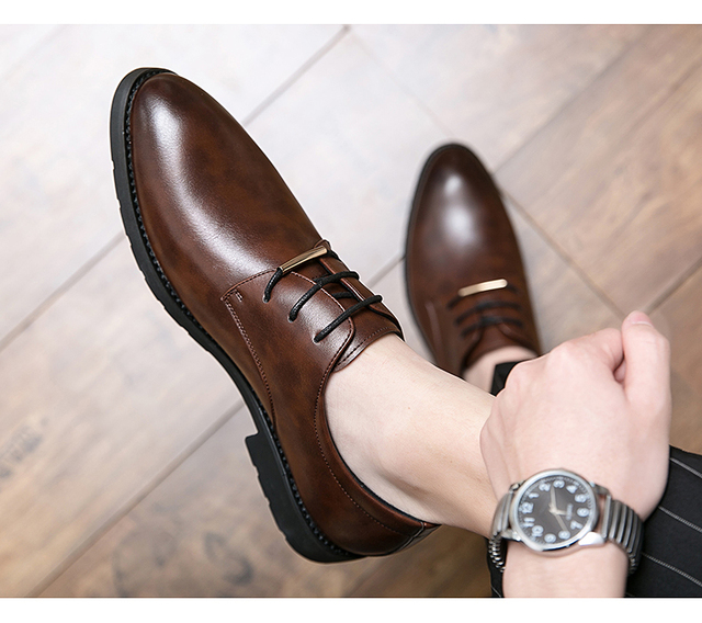 Męskie skórzane buty biznesowe na wiosnę i jesień - Wianko - 10