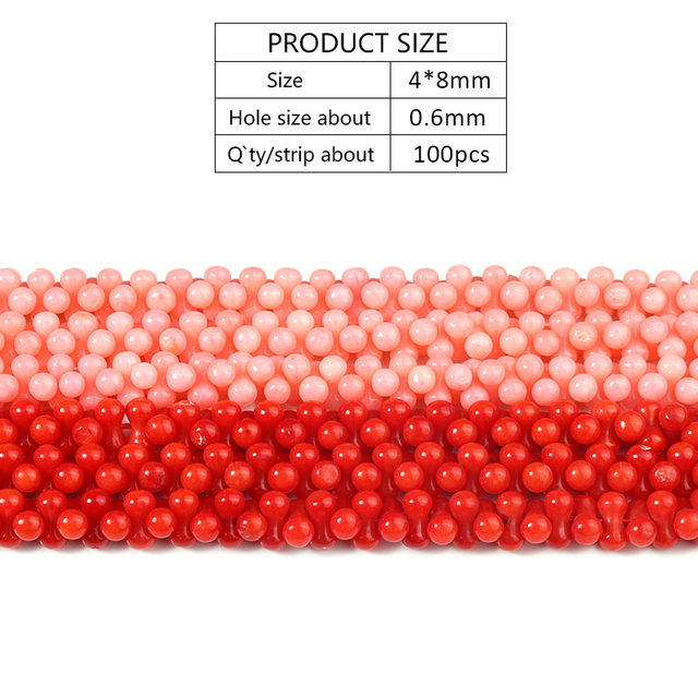 Koraliki luźne różowy/czerwony kształt kości 4x8mm - zestaw 100 sztuk do tworzenia biżuterii DIY - Wianko - 14