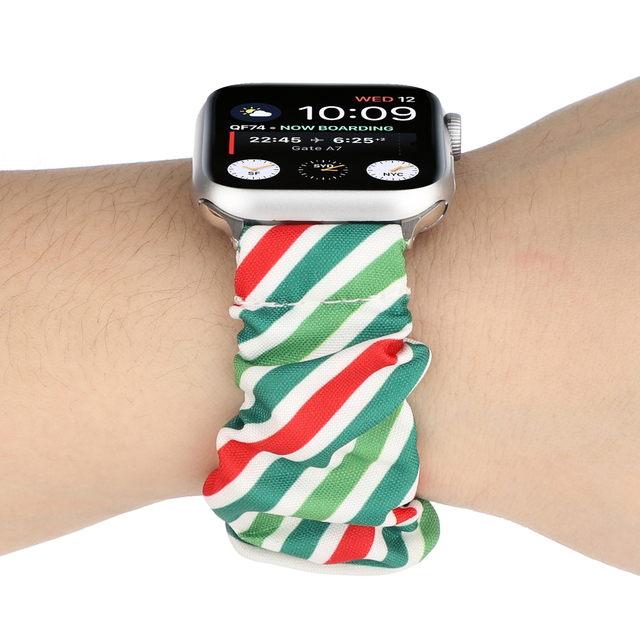 Elastyczny pasek do zegarka Apple Watch - Boże Narodzenie - 40/44mm i 38mm/42mm - Rozciągliwy Scrunchie - iWatch Correa SE6/5/4/3/2/1 - Wianko - 5