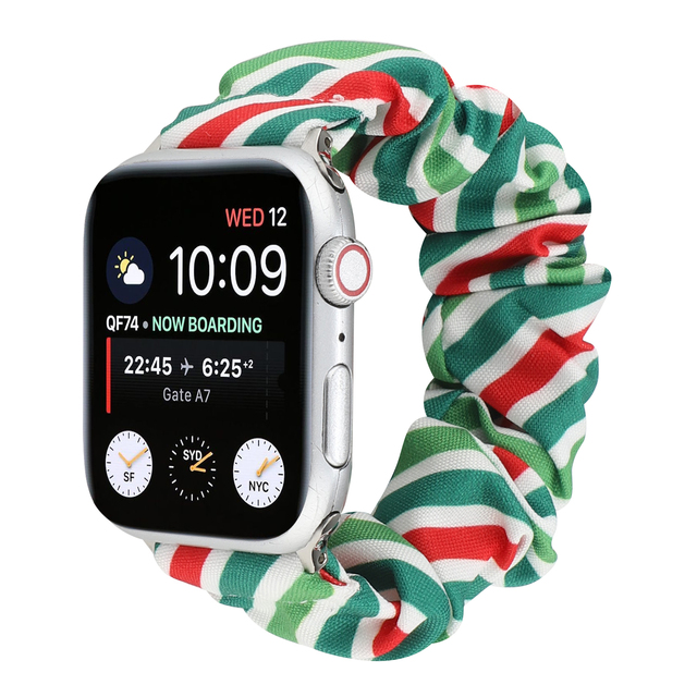 Elastyczny pasek do zegarka Apple Watch - Boże Narodzenie - 40/44mm i 38mm/42mm - Rozciągliwy Scrunchie - iWatch Correa SE6/5/4/3/2/1 - Wianko - 3
