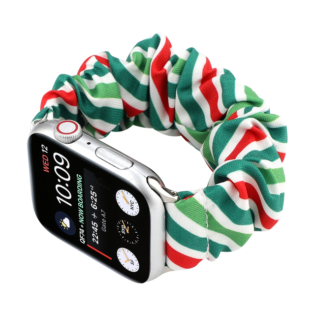 Elastyczny pasek do zegarka Apple Watch - Boże Narodzenie - 40/44mm i 38mm/42mm - Rozciągliwy Scrunchie - iWatch Correa SE6/5/4/3/2/1 - Wianko - 4