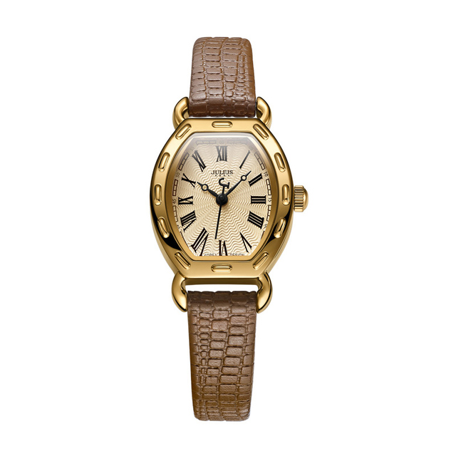 Zegarek damski JULIUS JA-544 mała tarcza, rzymskie cyfry, złoto różowe, skóra, antyczny styl - Wianko - 10
