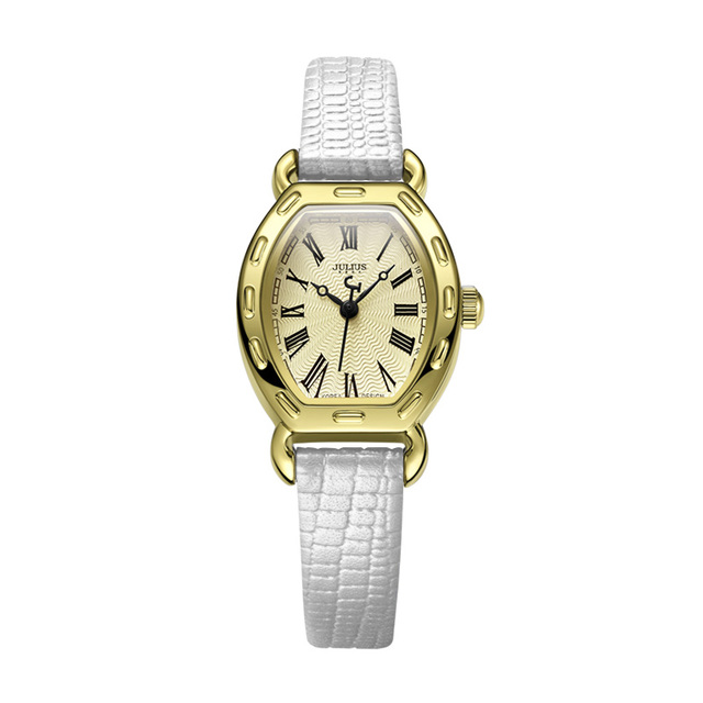 Zegarek damski JULIUS JA-544 mała tarcza, rzymskie cyfry, złoto różowe, skóra, antyczny styl - Wianko - 9