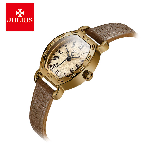 Zegarek damski JULIUS JA-544 mała tarcza, rzymskie cyfry, złoto różowe, skóra, antyczny styl - Wianko - 2
