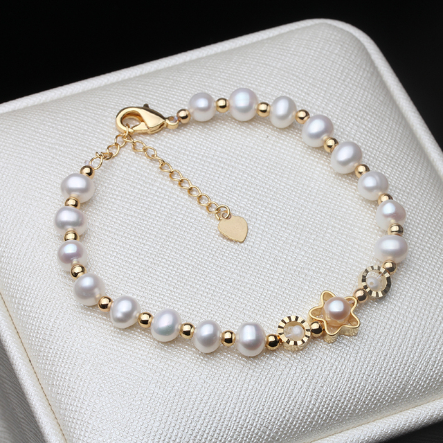 Piękna perłowa bransoletka ślubna - naturalna biżuteria, słodkowodna perła, prezent na rocznicę - Wianko - 5
