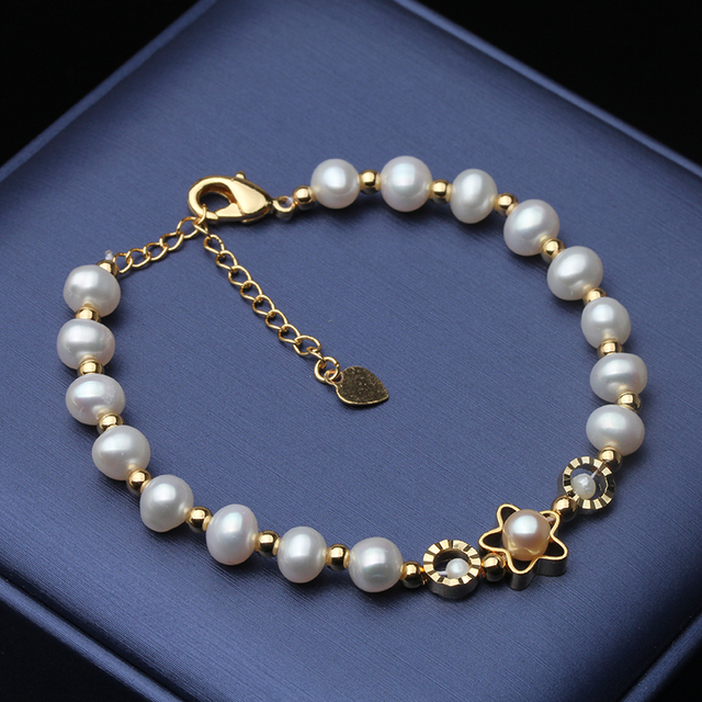 Piękna perłowa bransoletka ślubna - naturalna biżuteria, słodkowodna perła, prezent na rocznicę - Wianko - 6