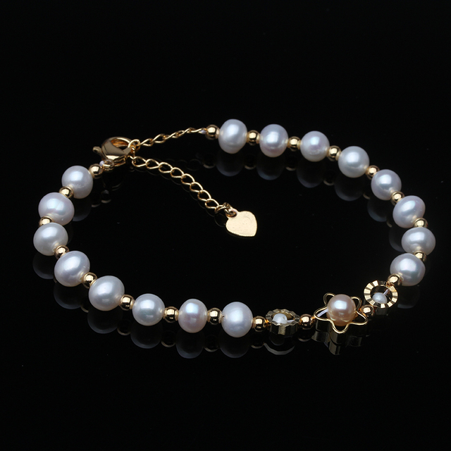 Piękna perłowa bransoletka ślubna - naturalna biżuteria, słodkowodna perła, prezent na rocznicę - Wianko - 1