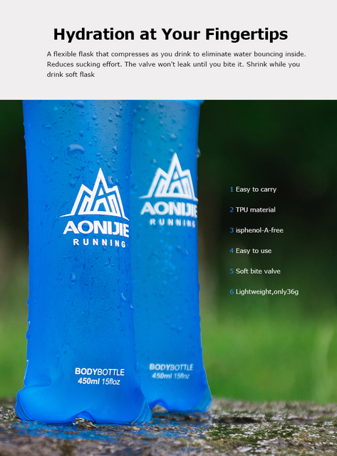 Butelka sportowa AONIJIE Running Rowing Soft Flask - składana TPU, 350/600mL z długim słomkowym pęknięciem torby wodnej - Wianko - 68