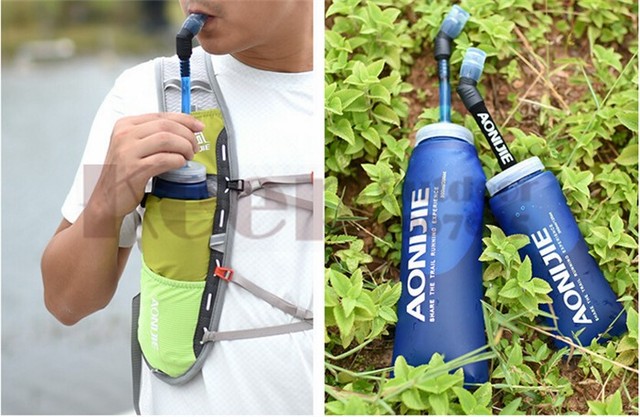 Butelka sportowa AONIJIE Running Rowing Soft Flask - składana TPU, 350/600mL z długim słomkowym pęknięciem torby wodnej - Wianko - 42