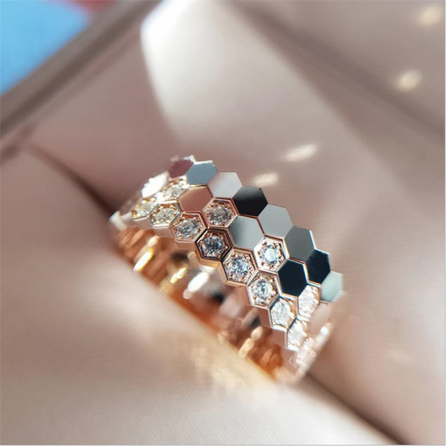 Pierścień kobiecy z różowo-złotą biżuterią 2020 New Arrival, pozłacany srebrem, idealny na zaręczyny i jako akcesorium ślubne - Wianko - 2