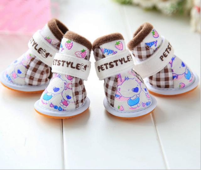 Buty Plaid niedźwiedź dla psa - Yorkie Maltese Chiwawa - zestaw 4 sztuk - Wianko - 6