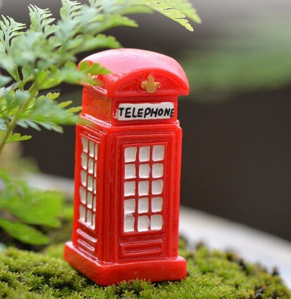 Czerwona budka telefoniczna figurka dekoracyjna do domu i ogrodu TNB011 - Wianko - 2
