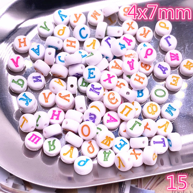 100 sztuk kolorowych koralików liter alfabetu z akrylu do tworzenia biżuterii DIY - Wianko - 17