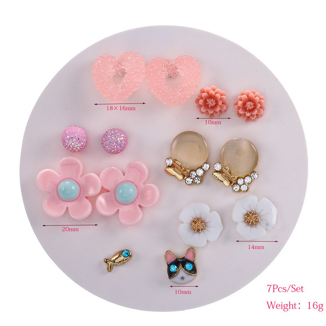 Kolczyki motylki, kotki i serduszka - słodki mix biżuterii dla kobiet - Wianko - 22