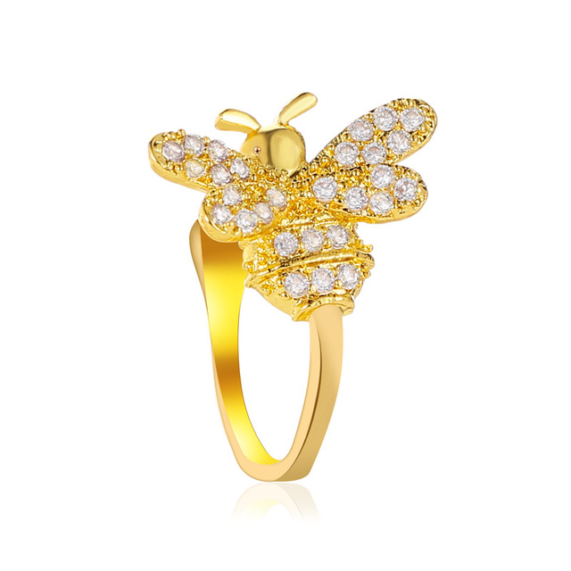Klips do chrząstki ucha pszczoła kryształki złota - złote, nieprzebijalne punkty z kryształkami, biżuteria dla kobiet E378 - Wianko - 4