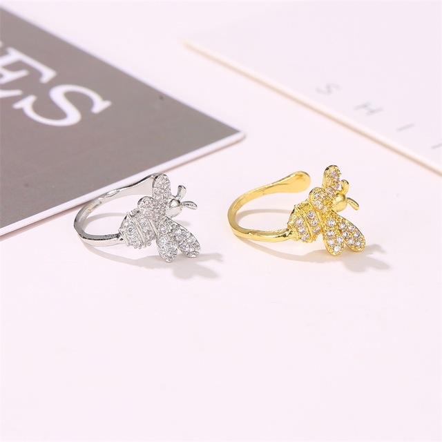 Klips do chrząstki ucha pszczoła kryształki złota - złote, nieprzebijalne punkty z kryształkami, biżuteria dla kobiet E378 - Wianko - 3