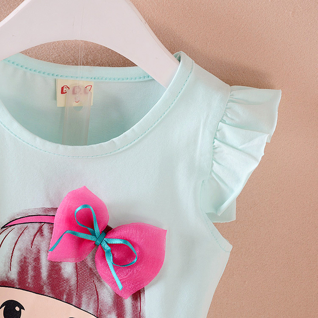 Zestaw 4 ubrań letnich dla dziewczynki: koszula, uśmiechowana spódnica + 2 sztuki bezrękawników, 4 kolory, 1~3 lata - Wianko - 7