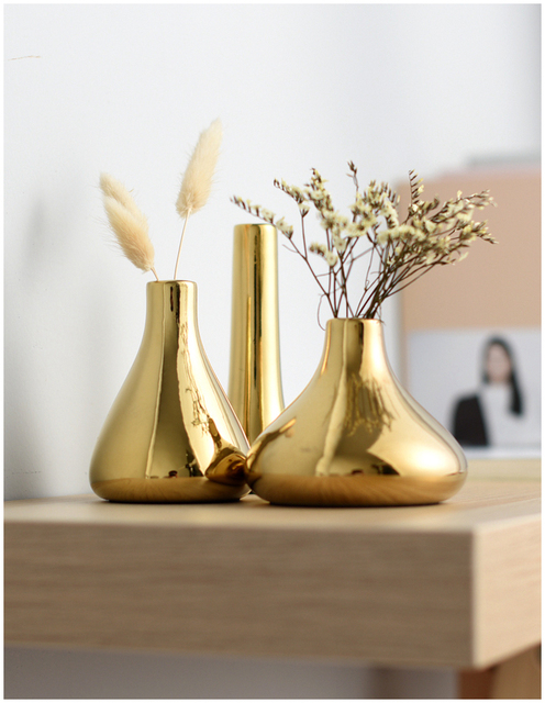 Wazon ceramiczny sferyczny Nordic golden galwanizacja, akcesoria do dekoracji wnętrz i dekoracje ślubne z wkładką kwiatową - Wianko - 20