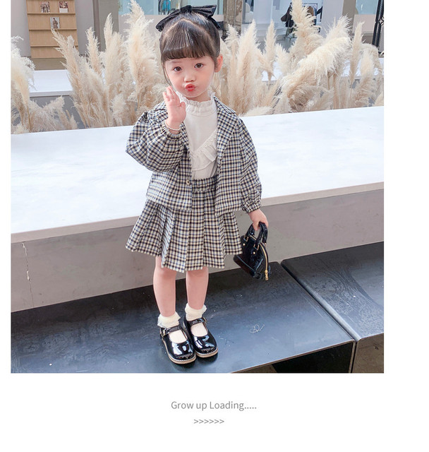 Stylowa dwuczęściowa dziewczęca sukienka jesiennej mody: plisowana spódnica oraz kratkowany płaszcz w stylu preppy, 1-7 lat - Wianko - 7