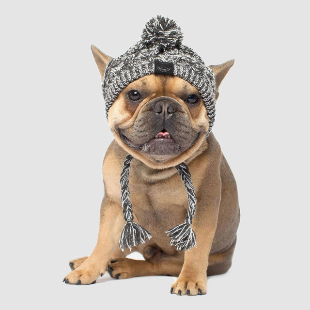 Czapka zimowa dla małych psów - ciepłe nakrycie głowy dla psów ras: mops, buldog francuski, Akita - nieprzemakalna, wykonana z dzianiny - Wianko - 10